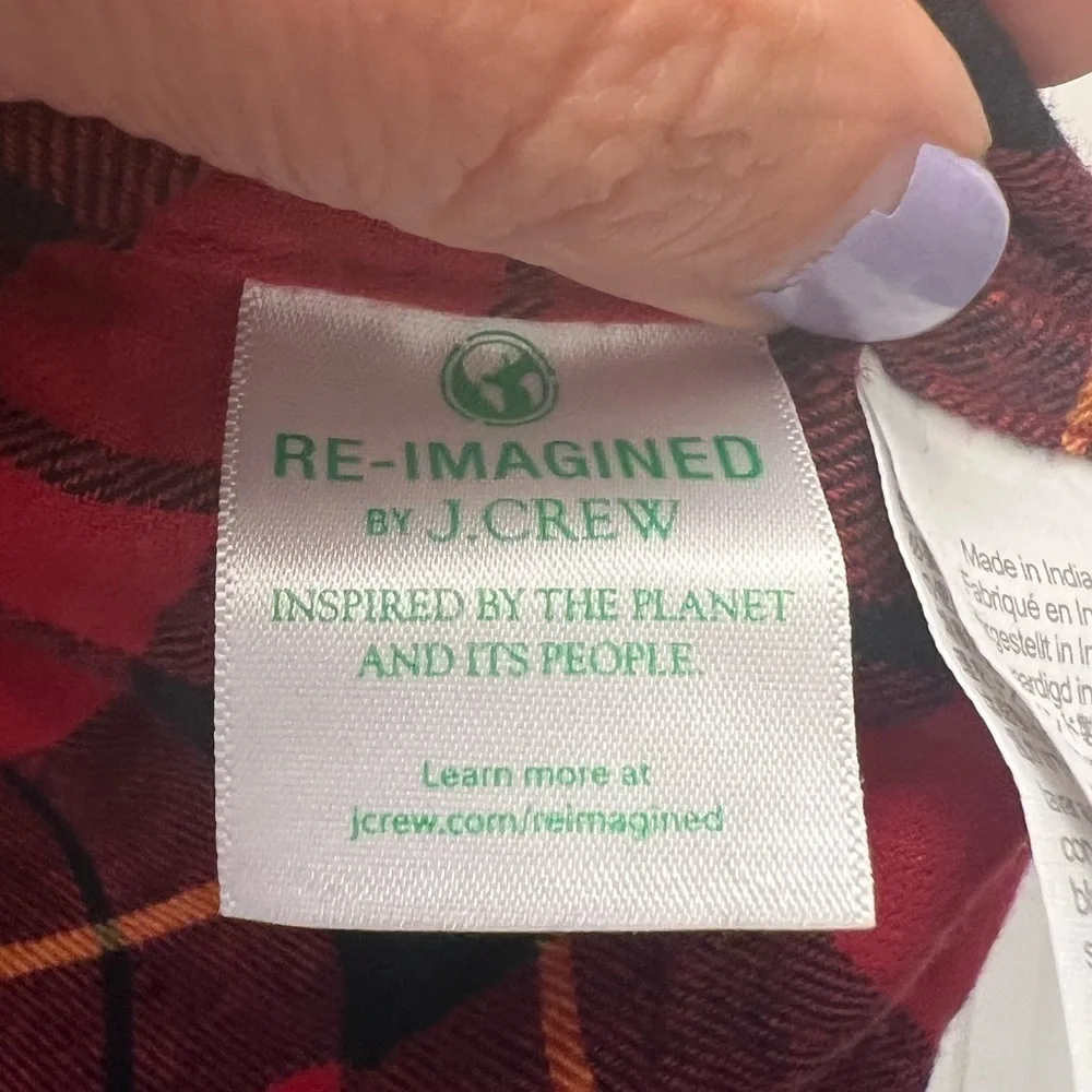 J. CREW NWT Re-imagined 100% cotton plaid flannel button down shirt size medium